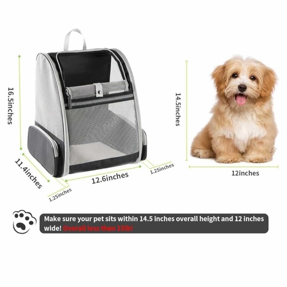 Portable Grey Pet Carrier Backpack with Mesh Ventilation - Picture 2 of 5